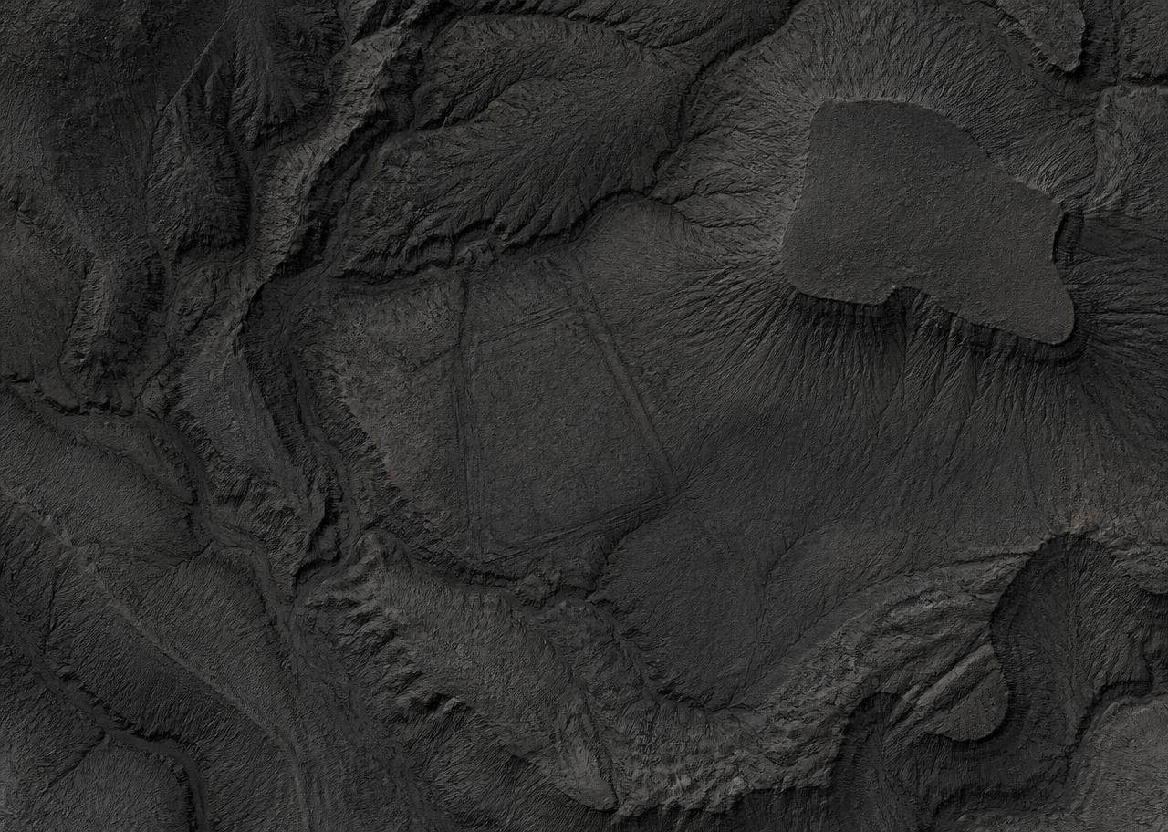 Demo LiDAR hillshade terrain preview with a sample anomaly marker